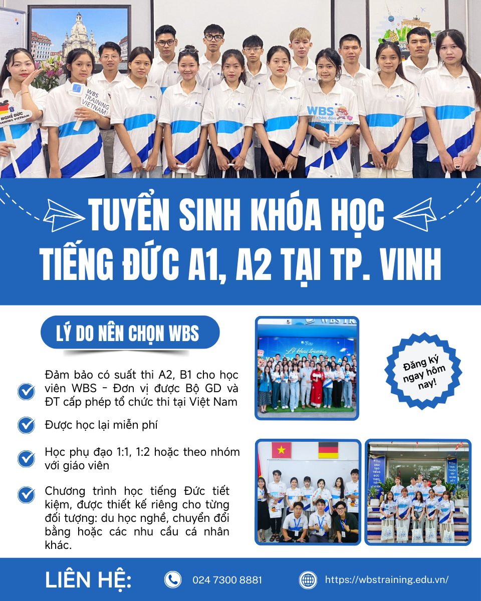 Tuyển sinh khóa học tiếng Đức A1, A2 tại TP VinhV